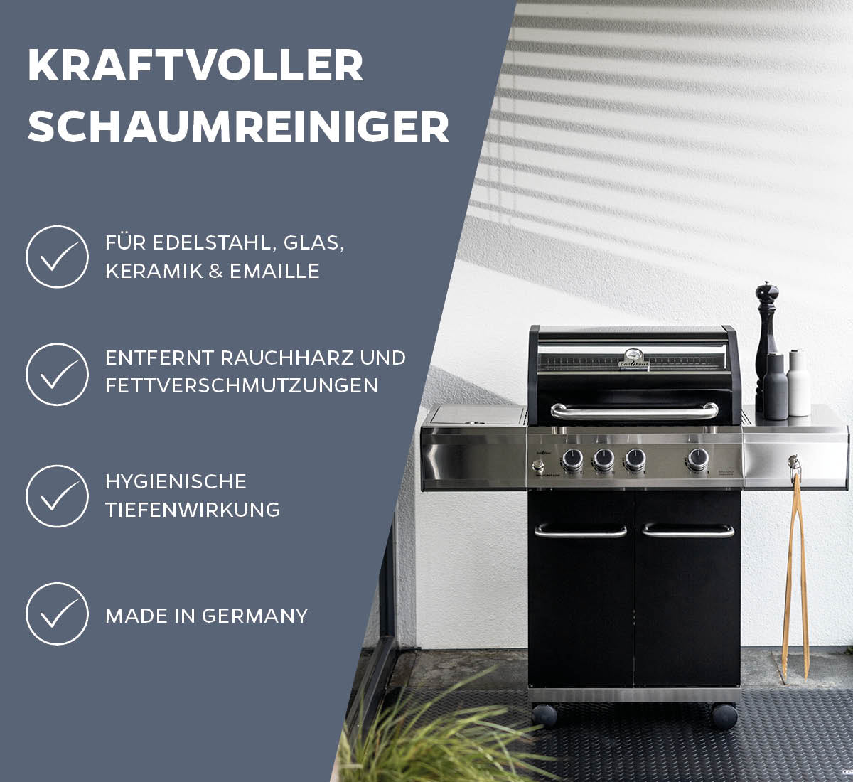 Detalj av sprayflaske med Grillrengjøring kraftig skumrens 500 ml rustfritt stål