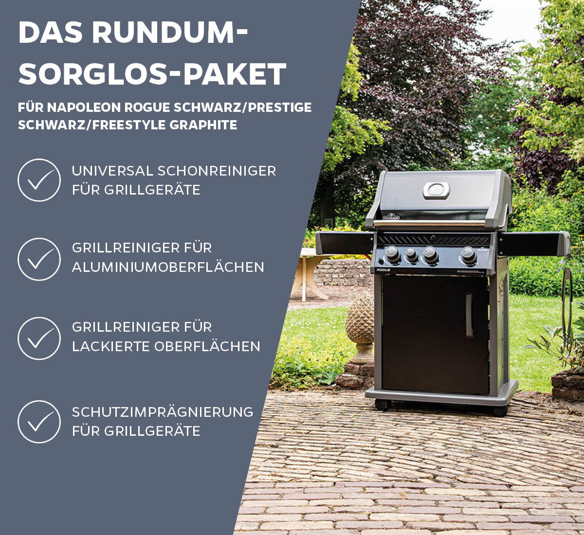 Bakside av Grillrengjøring-sett for Napoleon Rogue/Freestyle svart