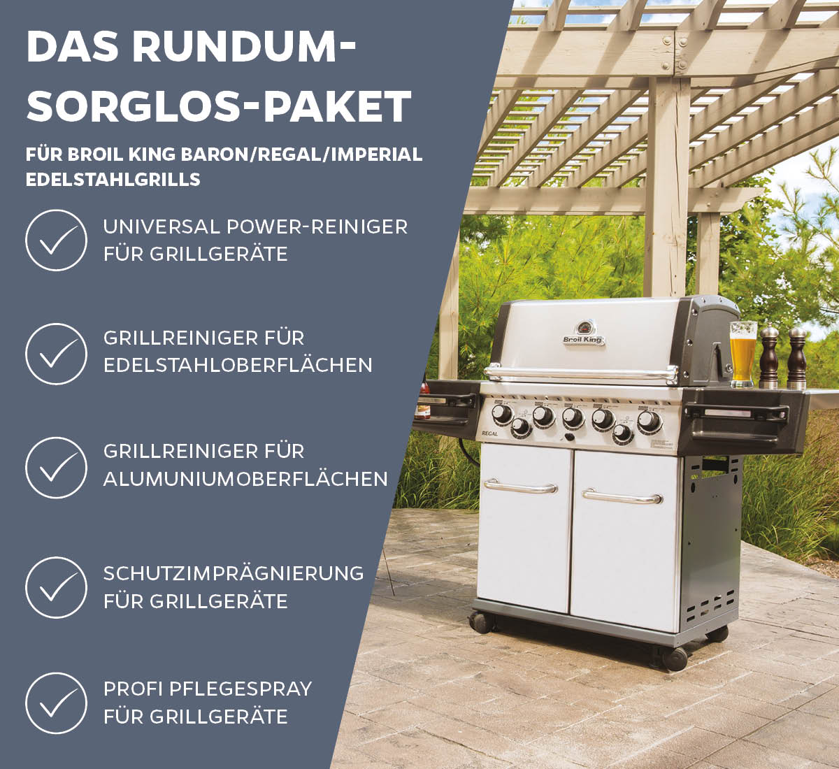 Grillrengjøring-sett for Broil King rustfritt stål bakside