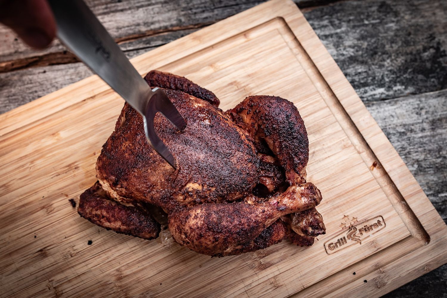 Montert grillverktøy i Grillsett 3-delt rustfritt stål med grilltang og spade - Grillfürst