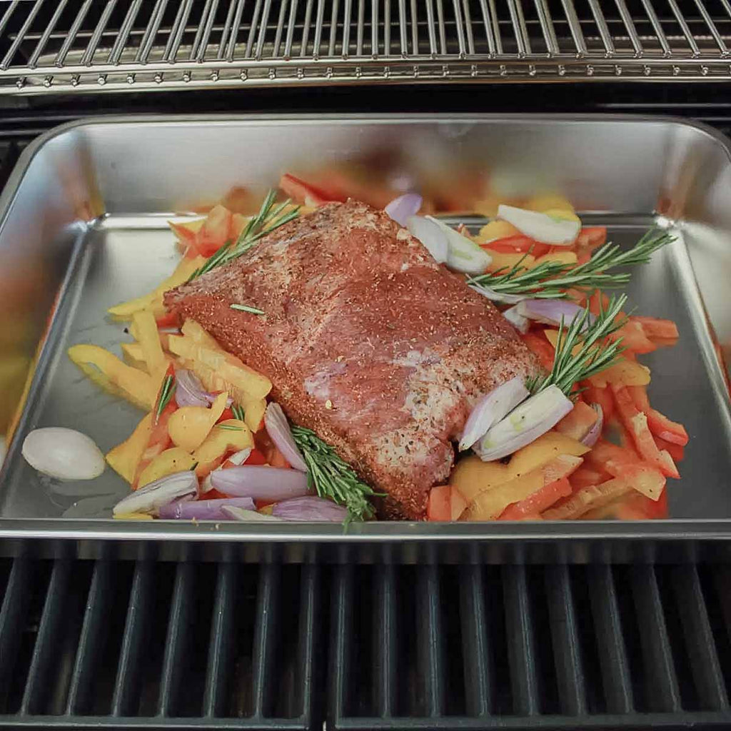 Grillskål og oppsamlerskål rustfritt stål stor SANTOS bakside