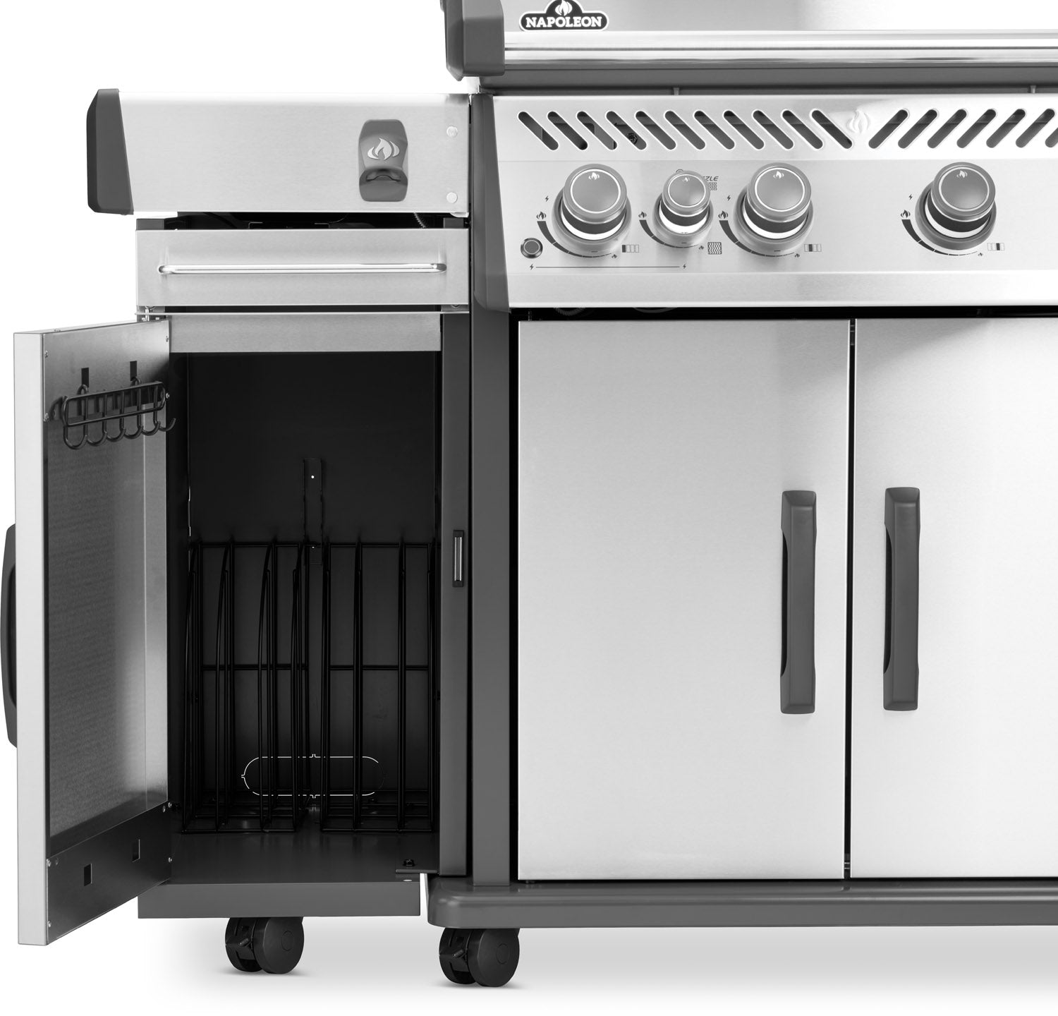 Grillskap Rogue PRO & PRO-S underskap rustfritt stål detalj Napoleon