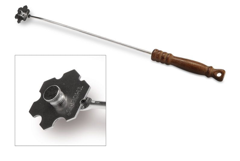 grillskrape rustfritt stål med trehåndtak 37 cm - thuros forfra