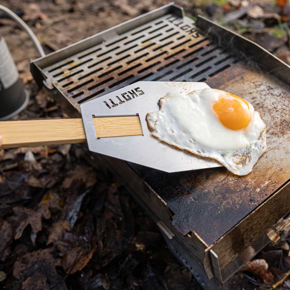 Grillspade Flip rustfritt stål - Skotti Grill nærbilde av spade