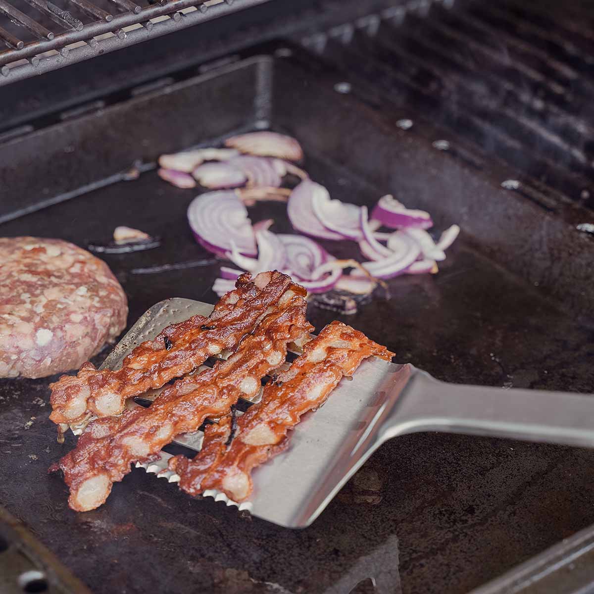 Grillspade rustfritt stål 45 cm med skjærekant - SANTOS bakside