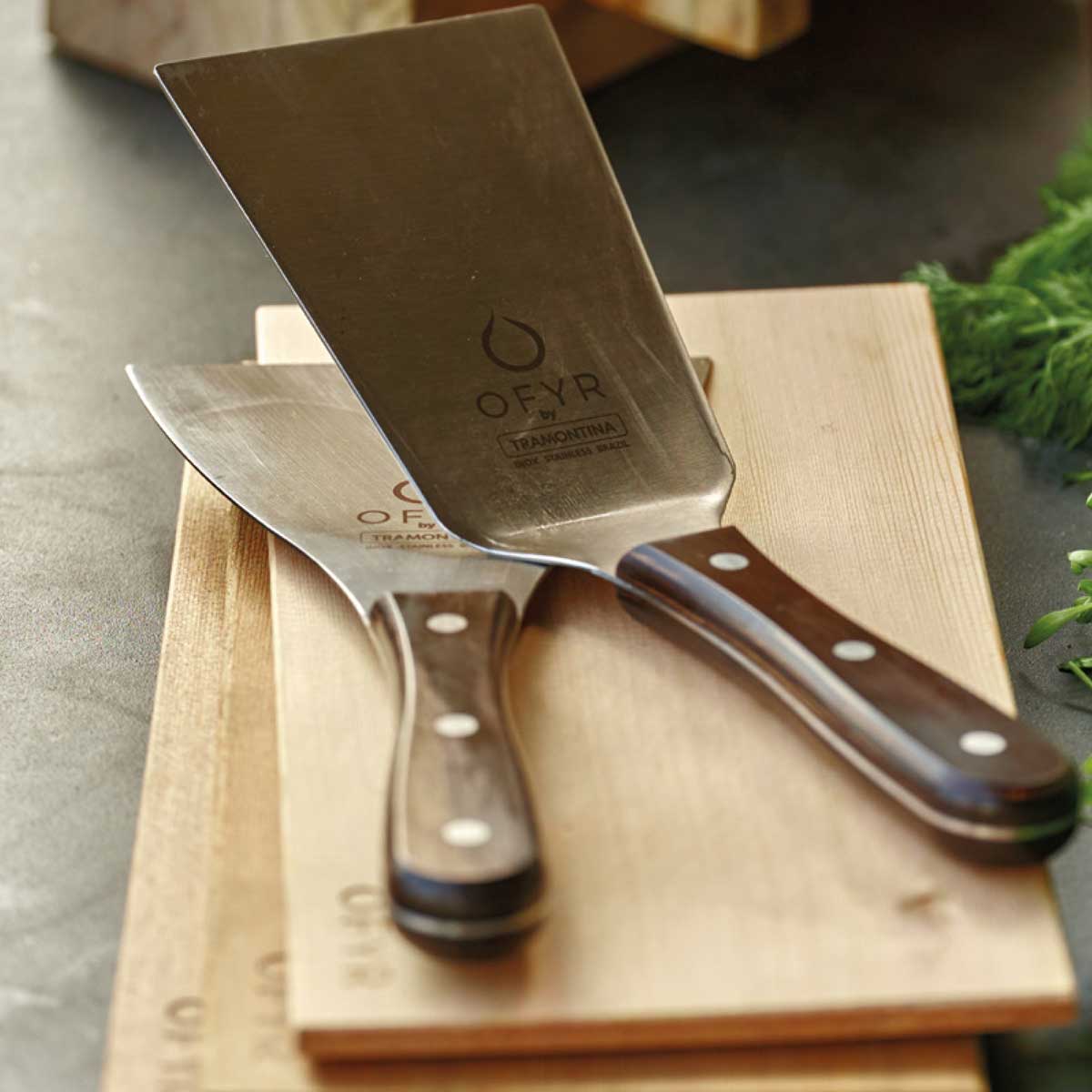 Grillspade-sett 2-delt rustfritt stål for feuerplatte - OFYR bakside