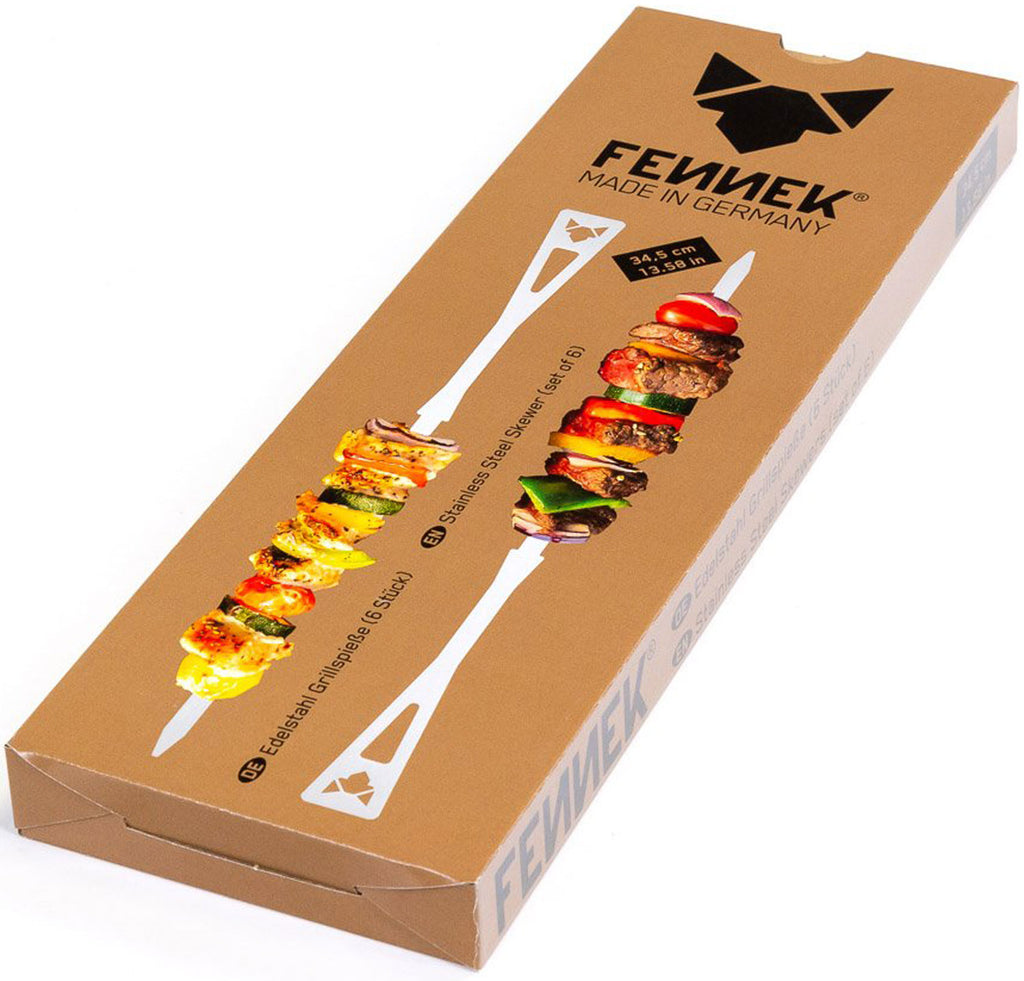 Grillspyd korte 6-pakning rustfritt stål 34,5 cm - Fennek bakside