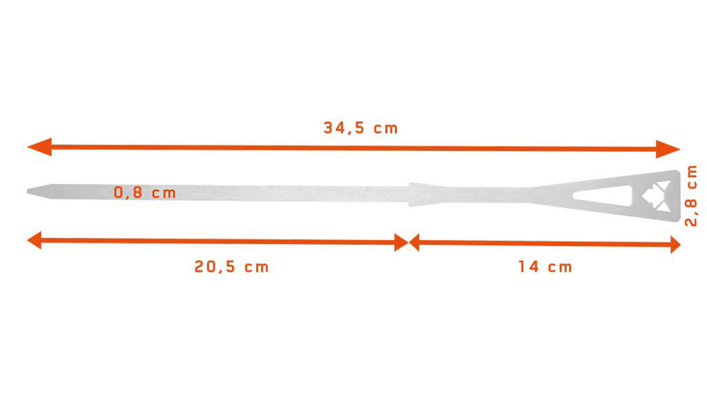 Grillspyd korte 6-pakning rustfritt stål 34,5 cm - Fennek nærbilde av spyd