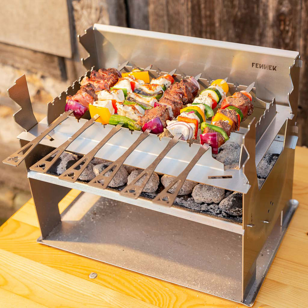 Grillspyd korte 6-pakning rustfritt stål 34,5 cm - Fennek pakket i eske