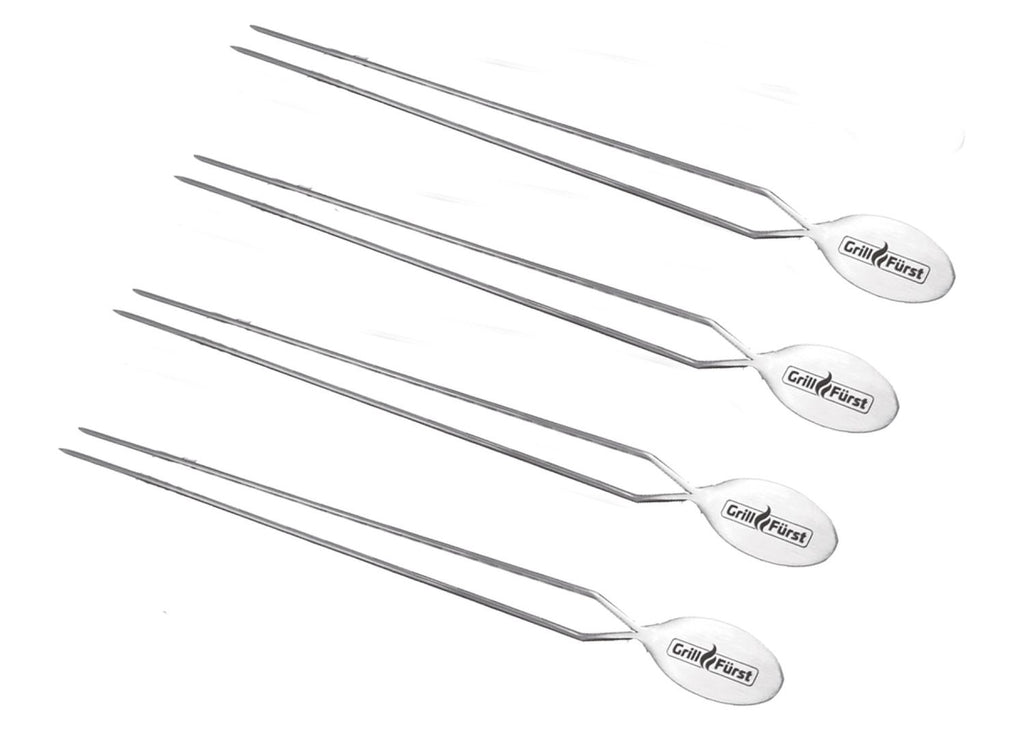 Grillspyd rustfritt stål 35 cm 4-pakning forfra