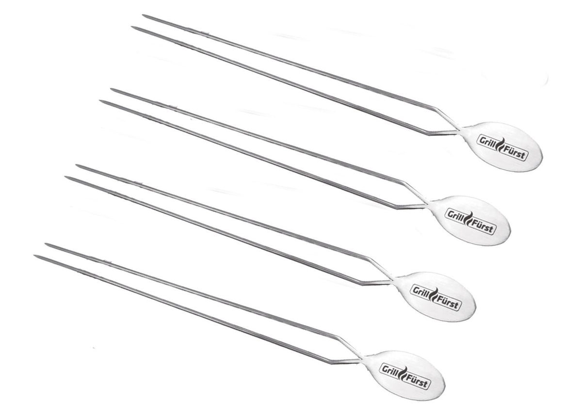 Grillspyd rustfritt stål 35 cm 4-pakning forfra