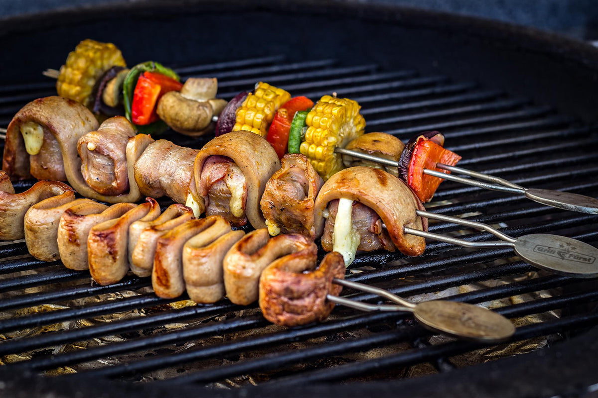 Grillspyd rustfritt stål 35 cm 4-pakning detalj av spydspiss