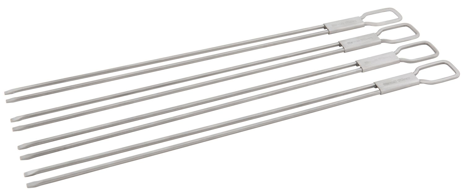 Grillspyd rustfritt stål 4 dobbeltspyd 30,5 cm Broil King forfra