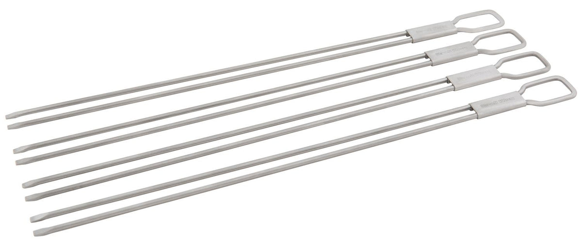 Grillspyd rustfritt stål 4 dobbeltspyd 30,5 cm Broil King forfra