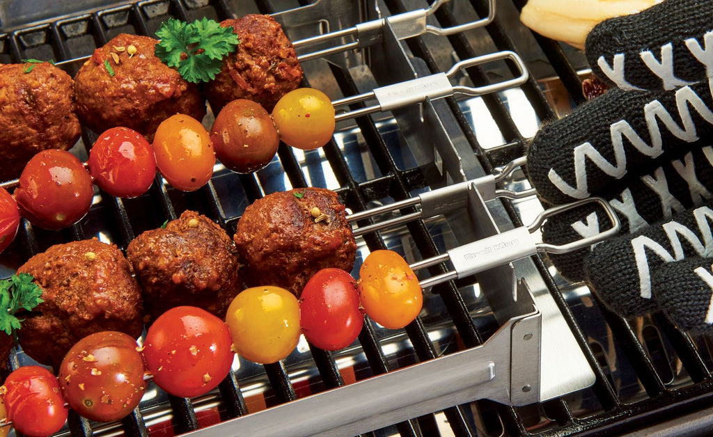 Grillspyd rustfritt stål 4 dobbeltspyd 30,5 cm Broil King detalj