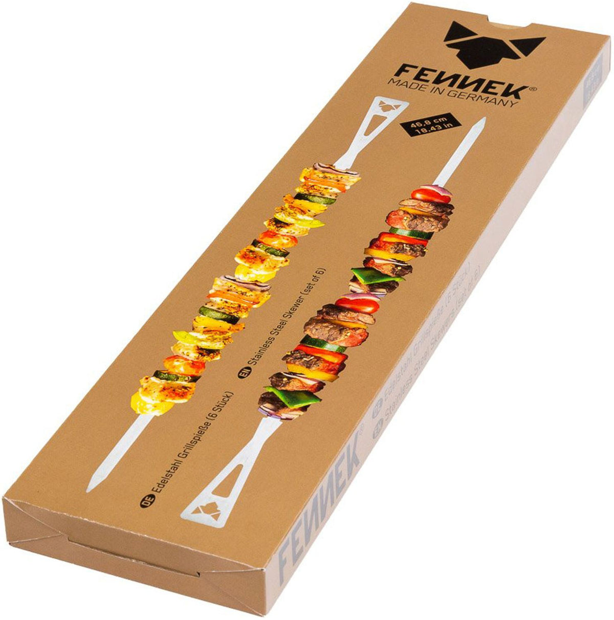 Grillspyd rustfritt stål 46,8 cm 6-delt sett bakside