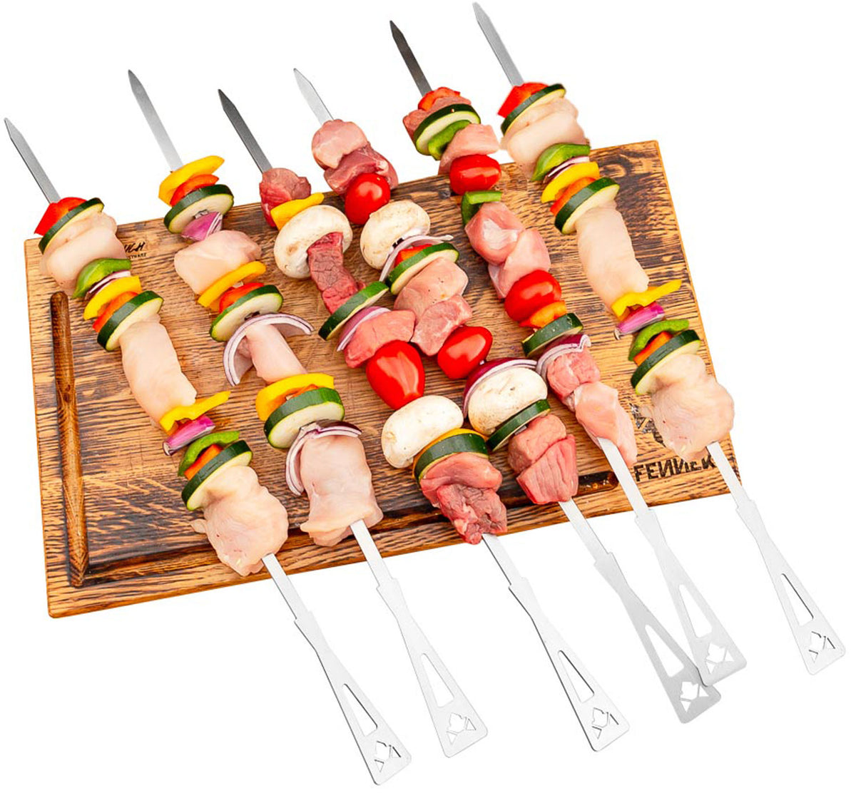 Grillspyd rustfritt stål 46,8 cm 6-delt sett pakket