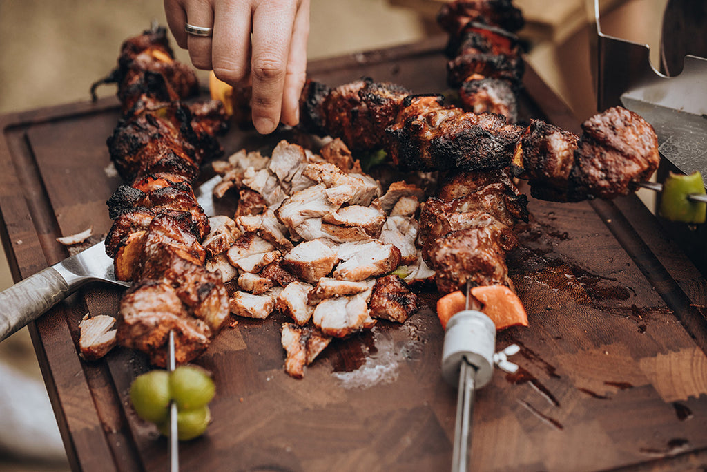 Detalj av håndtak på Grillspyd rustfritt stål 85 cm 10 mm for Churrasco - Moesta BBQ