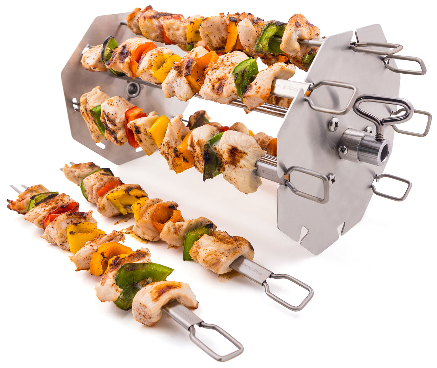 Grillspyd-sett for dreiespidd 8 spyd rustfritt stål Broil King bakside