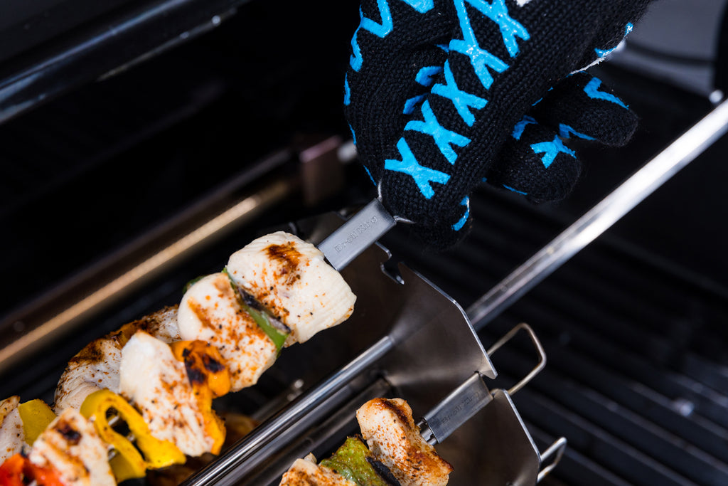 Grillspyd-sett for dreiespidd 8 spyd rustfritt stål Broil King montert