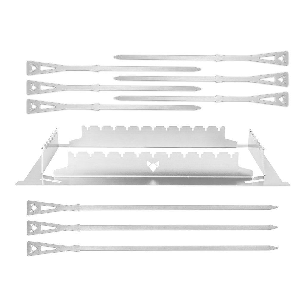Grillspydholder-sett rustfritt stål for Fennek 2.0 forfra