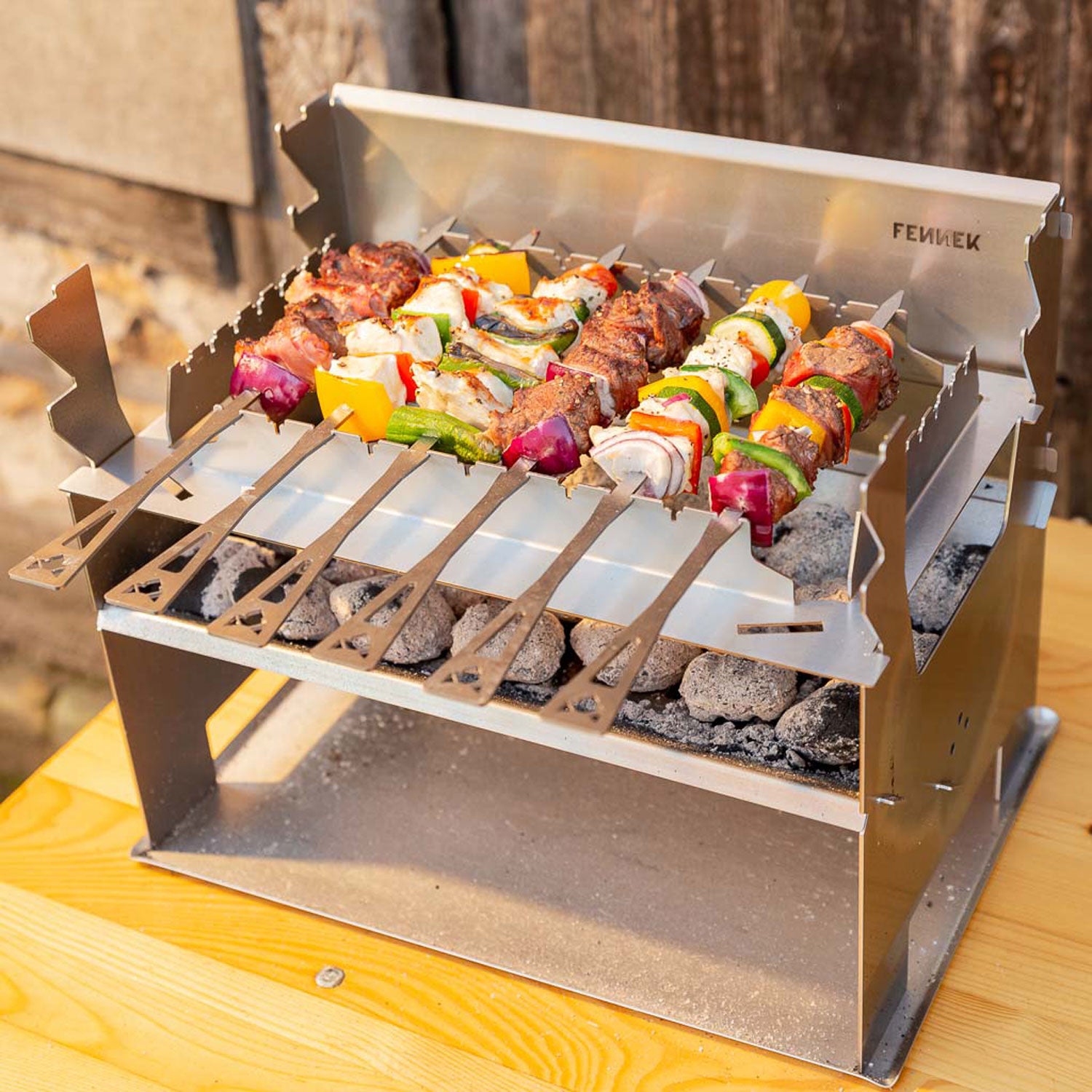 Grillspydholder-sett rustfritt stål for Fennek 2.0 på grillrist
