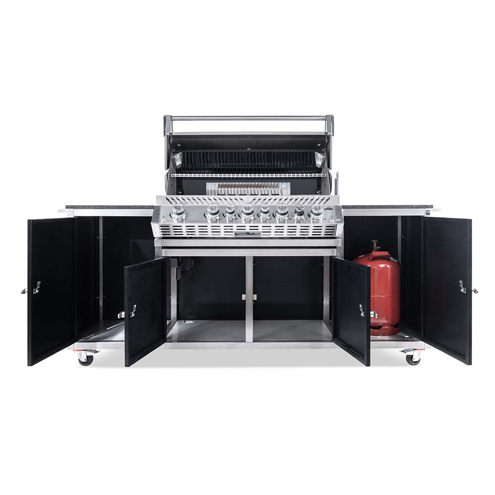 Bakside av Grillstasjon INDRA Blackline med Napoleon Prestige Pro 665