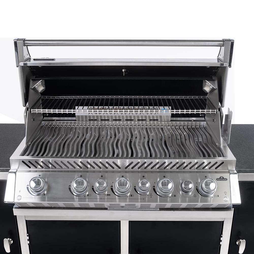 Detalj av rustfri stålgrill i Grillstasjon INDRA Blackline