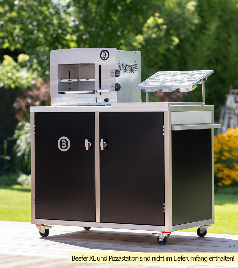 Grillstasjon Premium XL med dobbeltdør rustfritt stål bakside