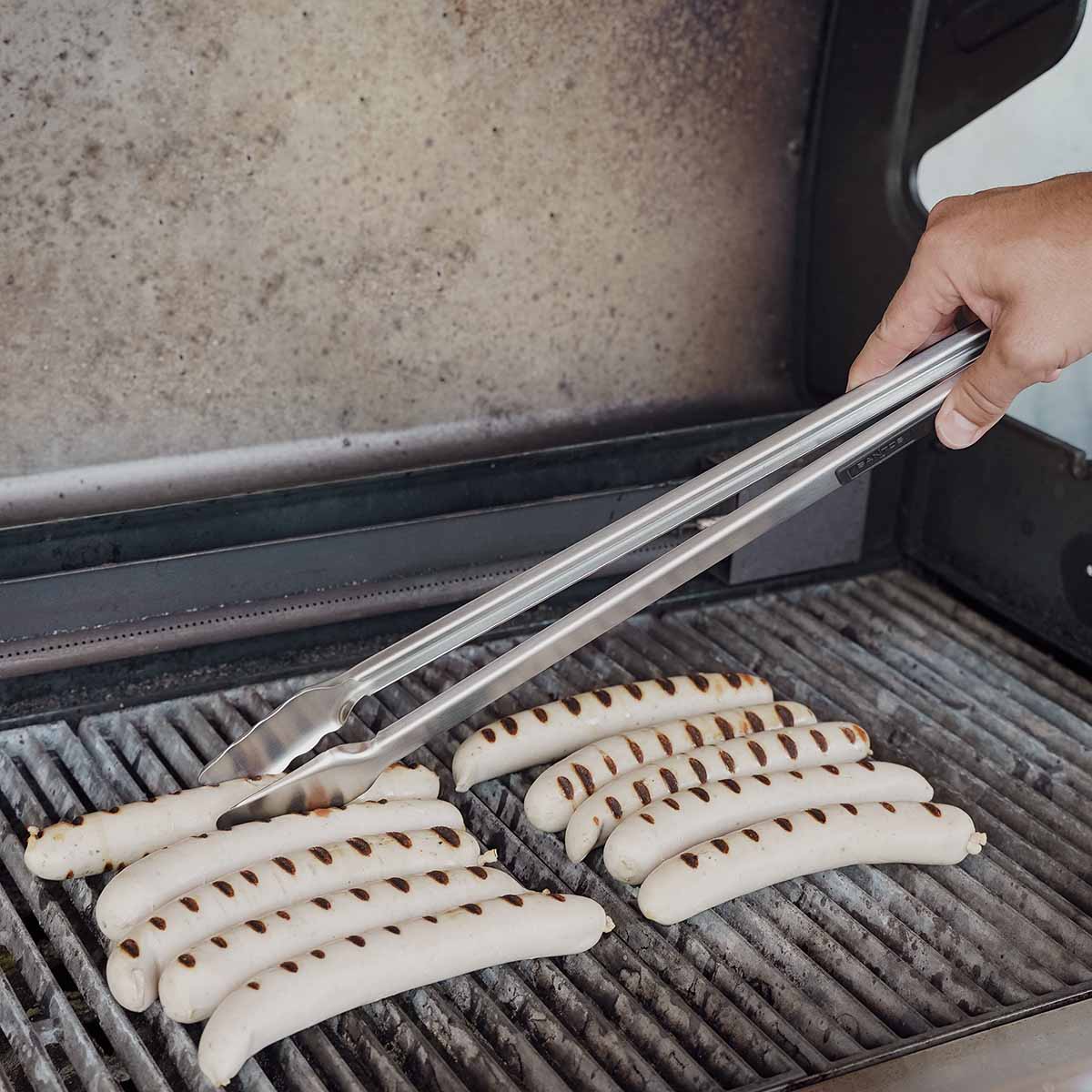 Montert Grilltang XL med firkantet hode 53 cm rustfritt stål - SANTOS i bruk