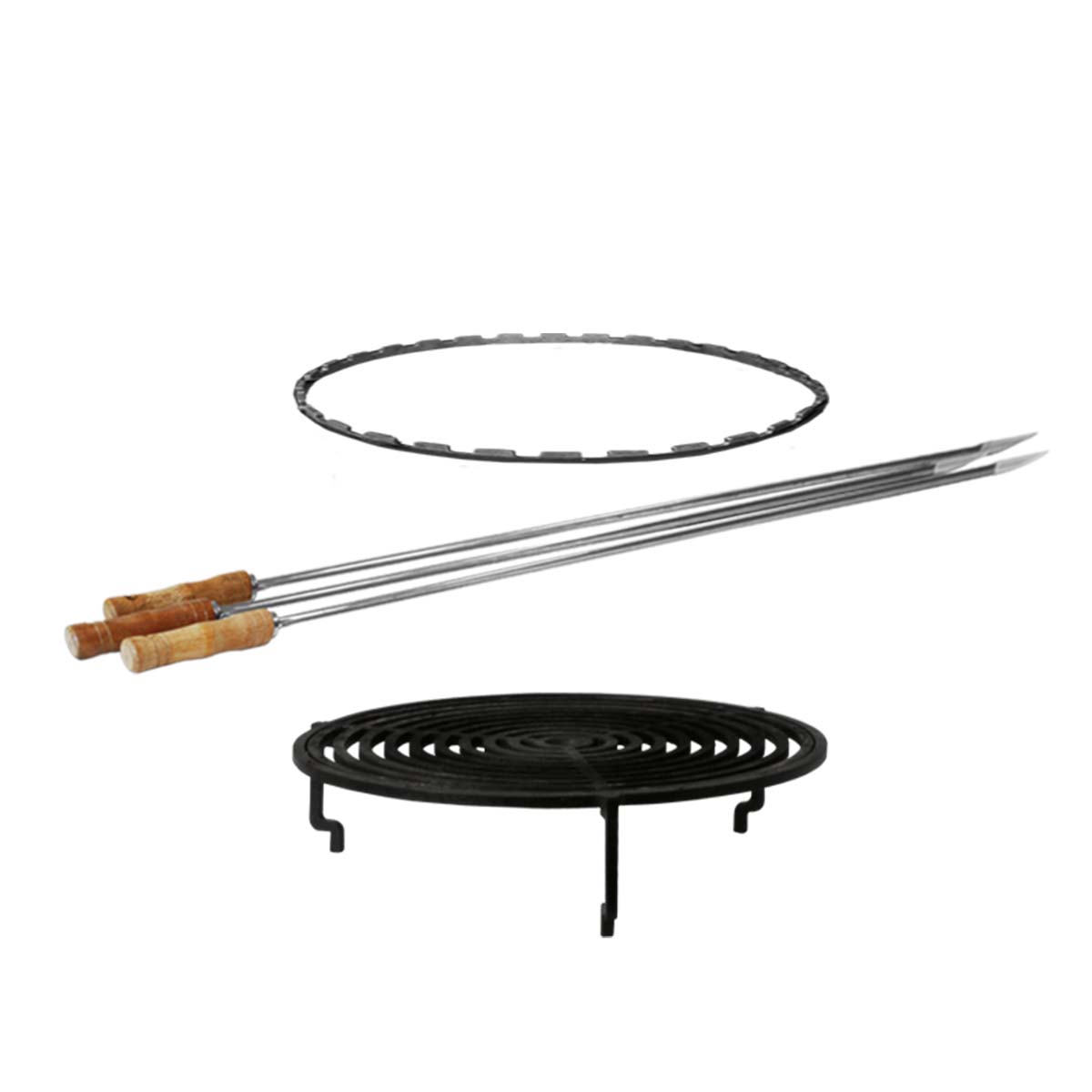 Grilltilbehør-sett 85 cm med grillrist i stål forfra