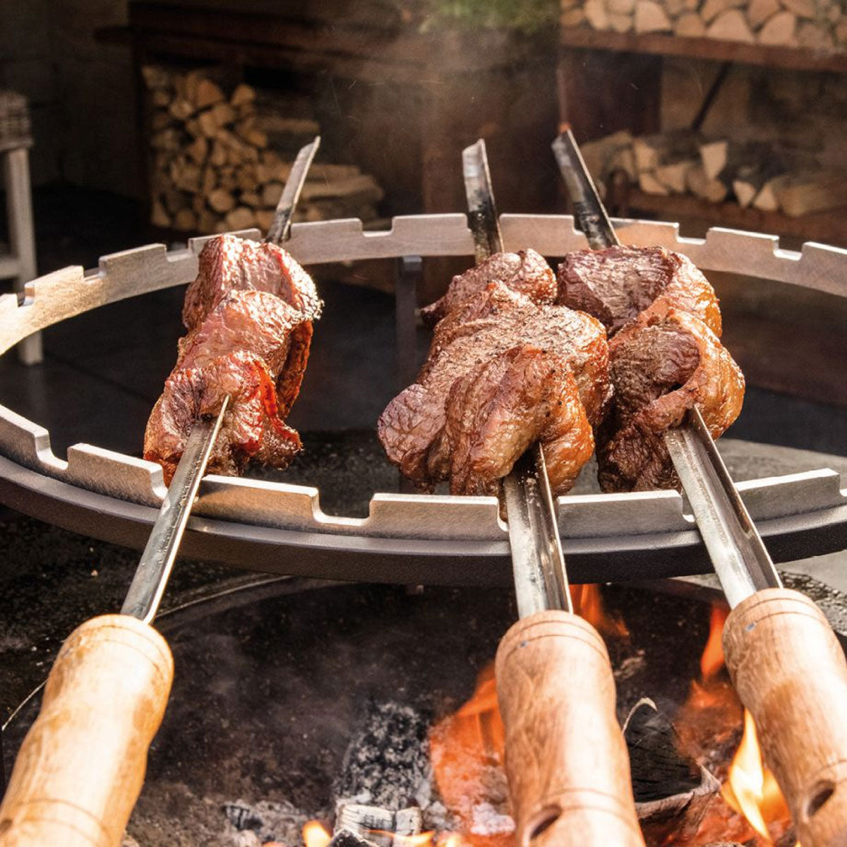 Grilltilbehør-sett 85 cm med grillrist i stål bakside