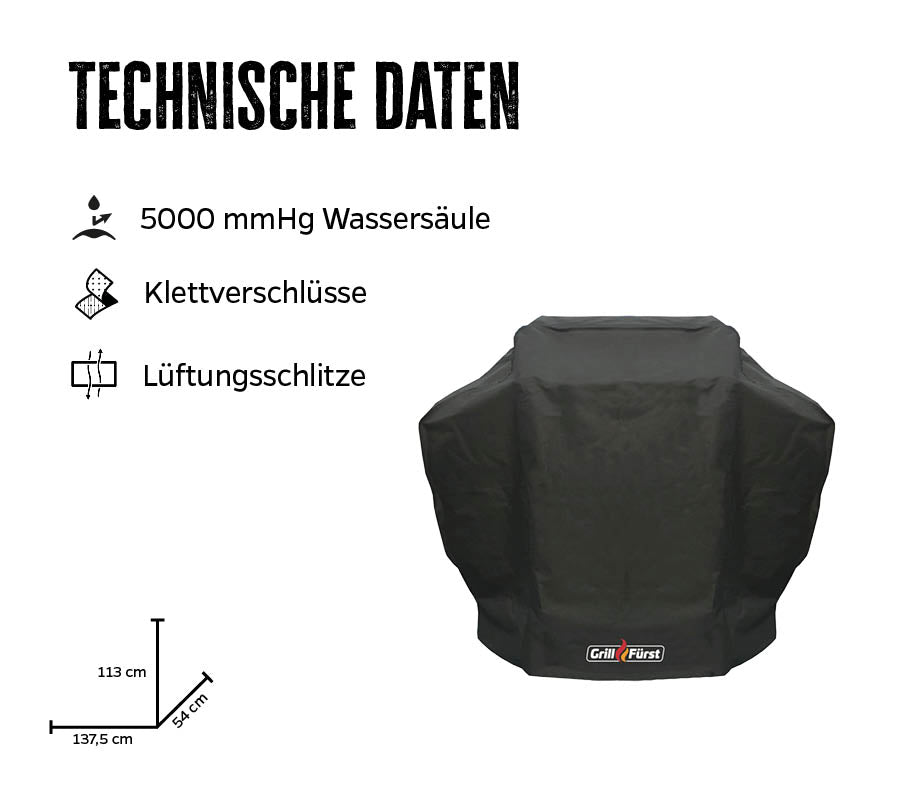 Grilltrekk 137,5 x 54 x 113 cm for G410 G510 G520 Grillfürst bakside