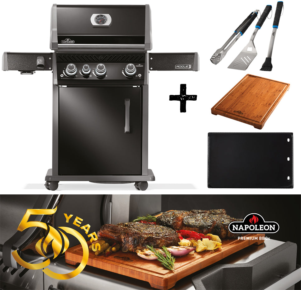 Nærbilde av gusseisengrillrist med Wave™ design på Gassgrill Rogue Pro 425