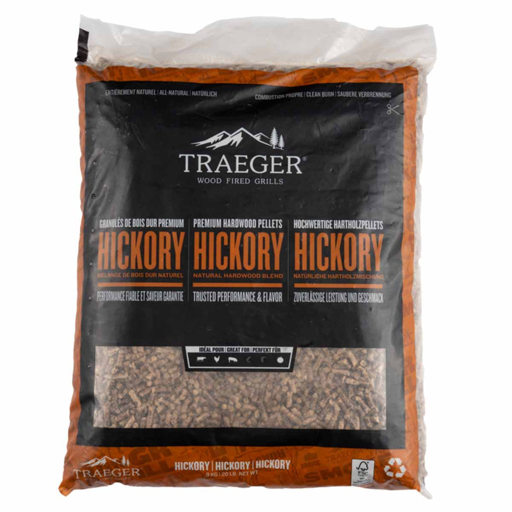 Hardtre pellets hickory 9 kg FSC - Traeger forfra