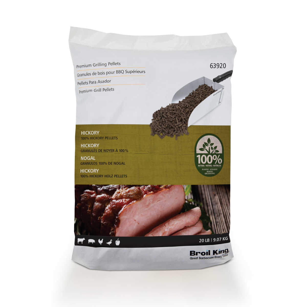Hickory BBQ pellets 9,07 kg - Broil King forfra
