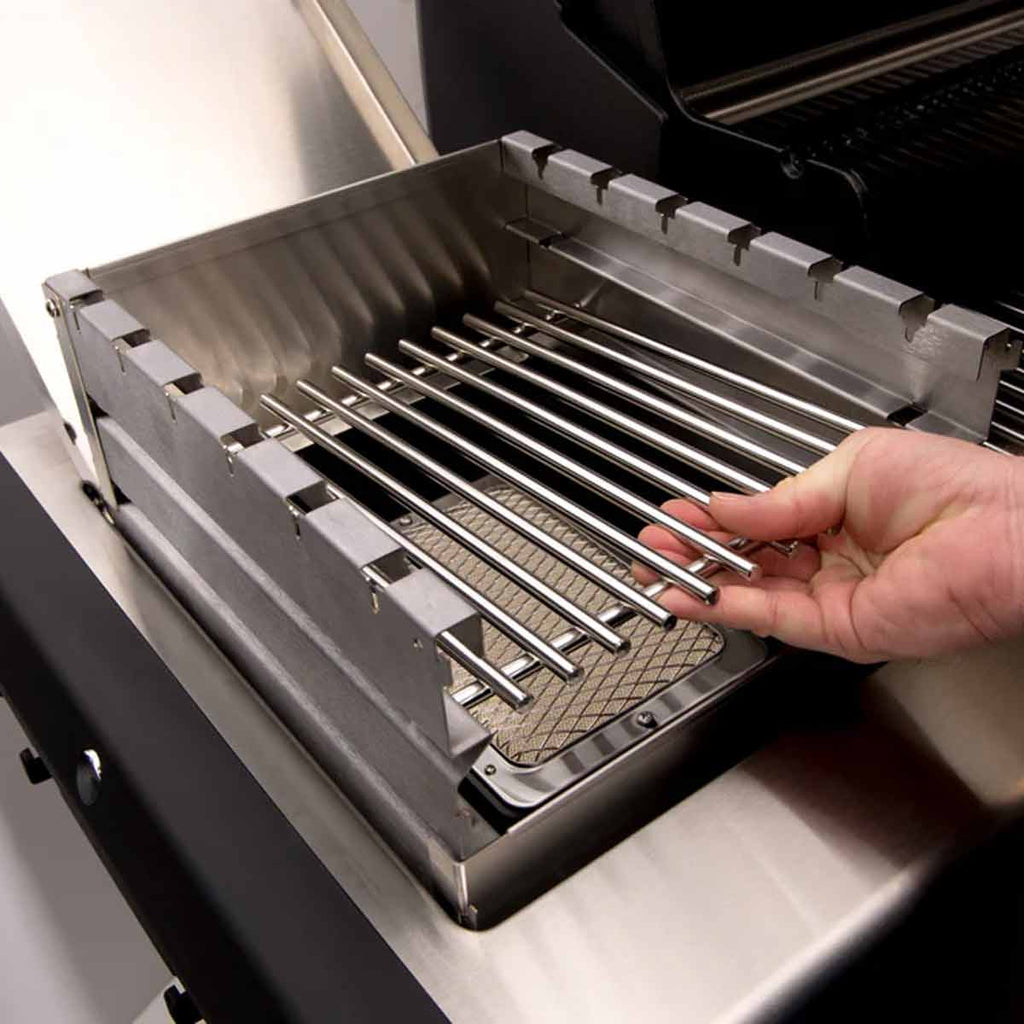 Infrarød sidebrenner vindskjerm rustfritt stål Broil King bakside