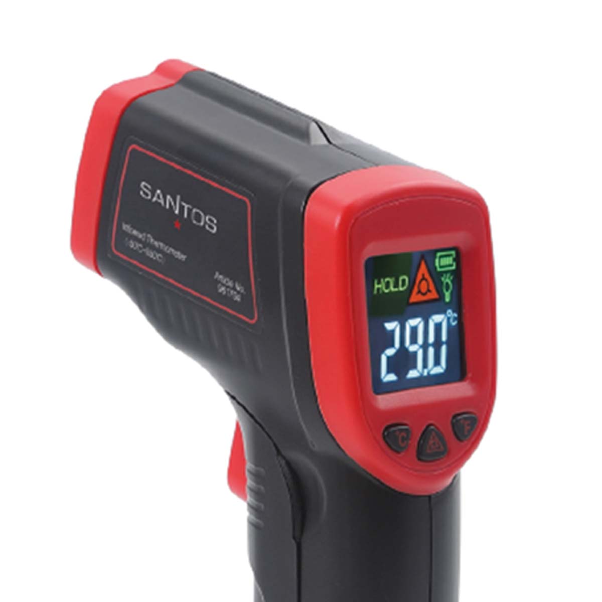 Nærbilde av LED-display på Infrarødt termometer for pizzaovn og gassgrill - SANTOS
