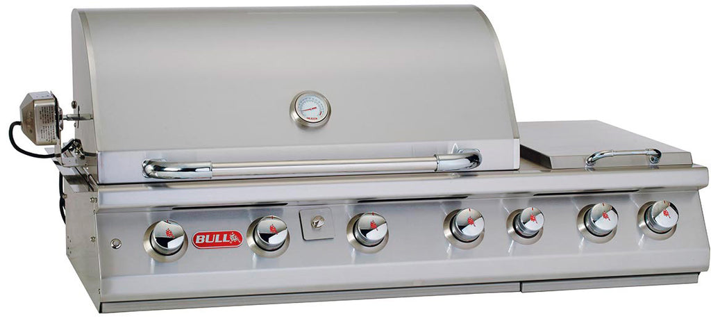 Innebygd gassgrill 7 Burner Premium med sidebrenner og rotisserie - BULL forfra