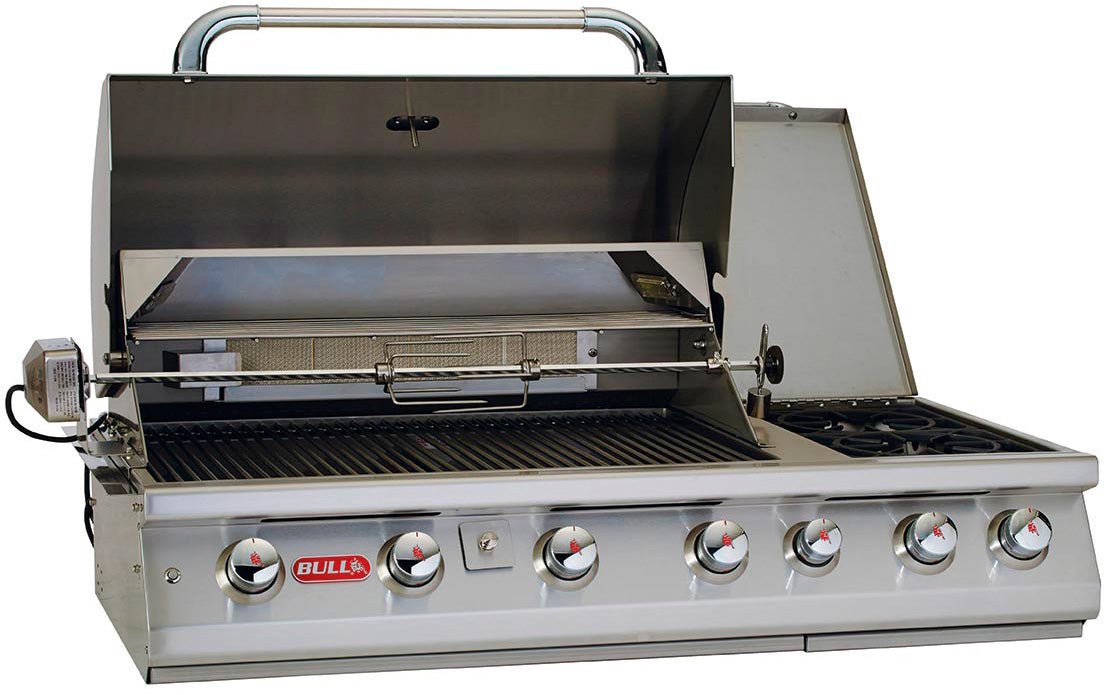 Innebygd gassgrill 7 Burner Premium med sidebrenner og rotisserie - BULL bakside