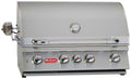 Innebygd gassgrill Angus 4 brennere med bakbrenner og rotisserie forfra