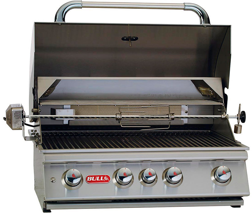 Innebygd gassgrill Angus 4 brennere med bakbrenner og rotisserie bakside