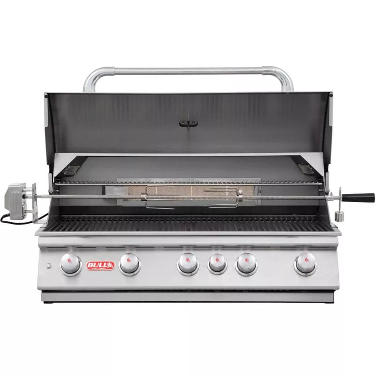 Innebygd gassgrill Brahma 5 brennere rustfritt stål rotisserie bakside