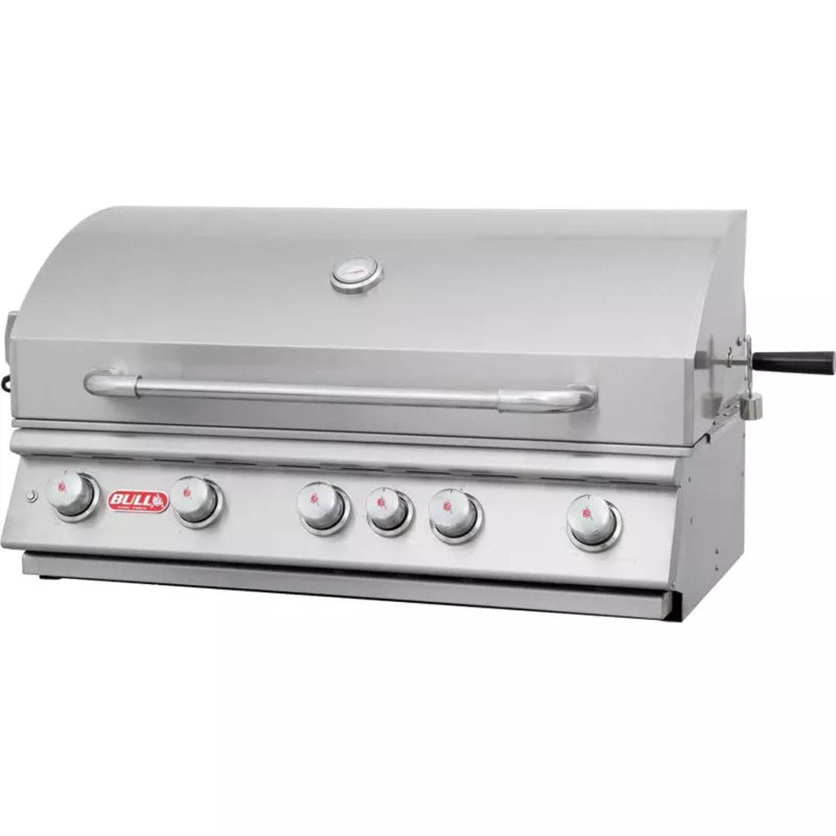 Detalj av innebygd gassgrill Brahma 5 brennere rustfritt stål rotisserie