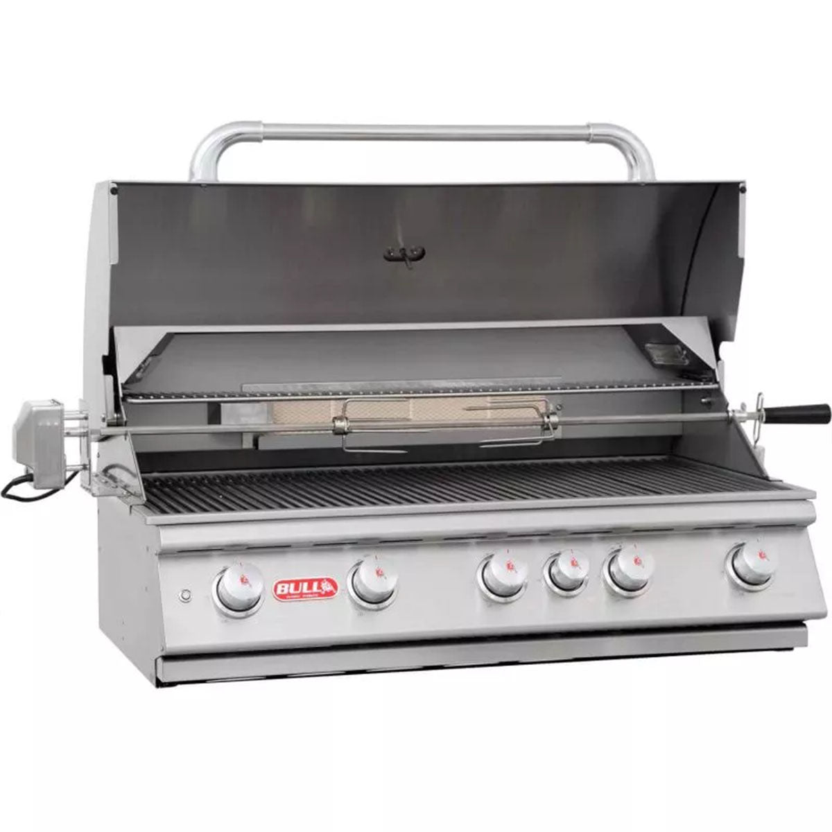 Innebygd gassgrill Brahma 5 brennere rustfritt stål rotisserie i bruk