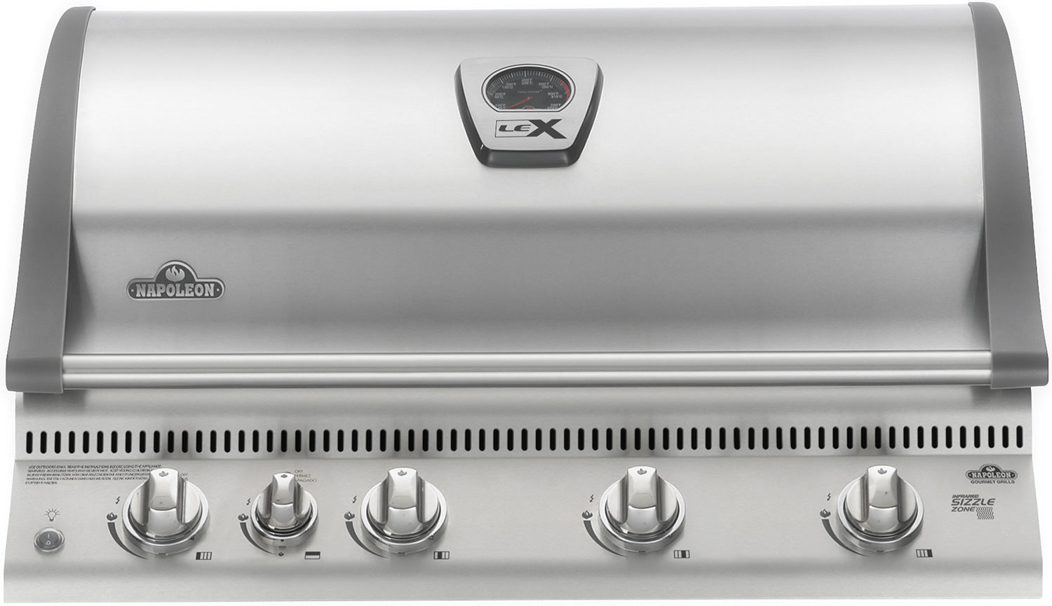 Innebygd gassgrill LEX 605 rustfritt stål 4 brennere bakside