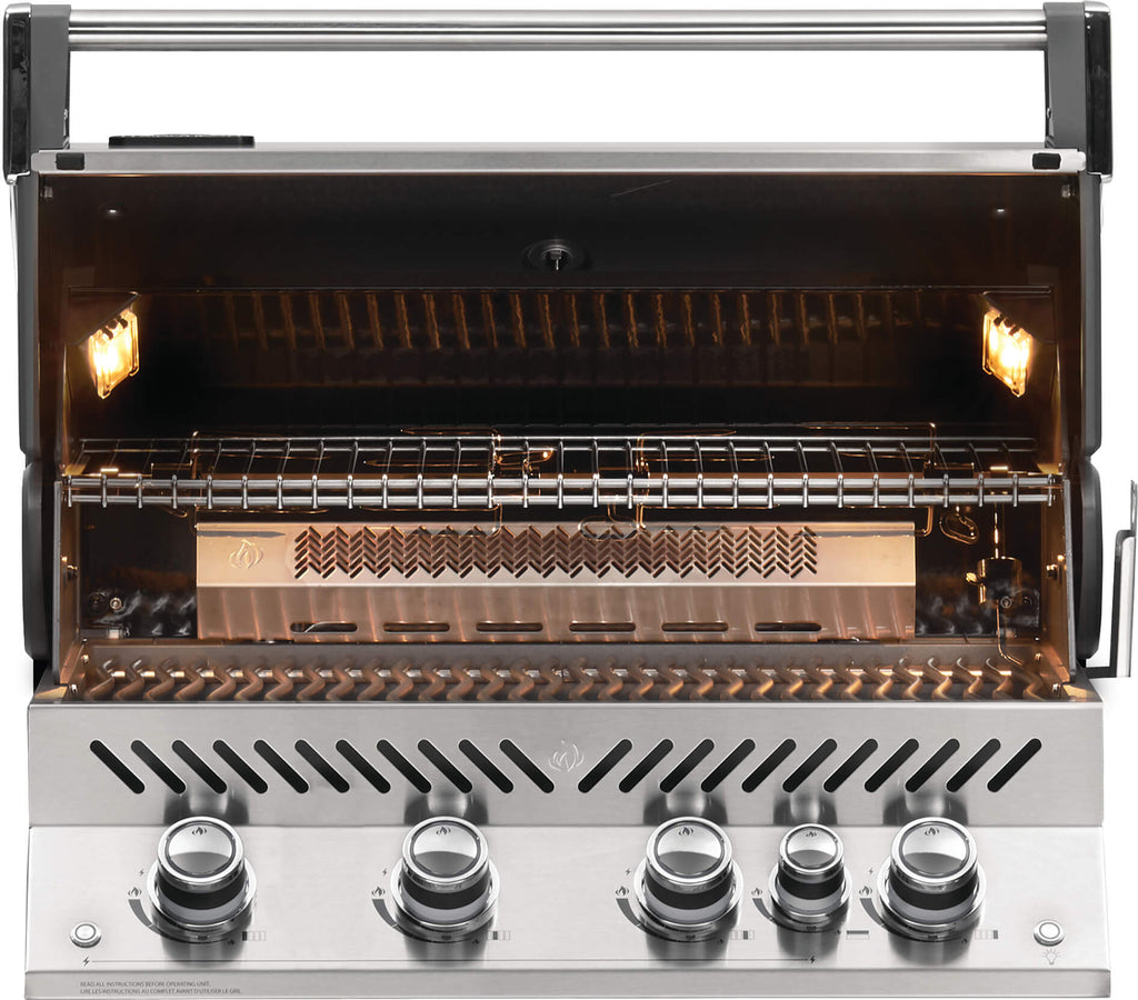 Innebygd gassgrill Prestige Pro 500 bakside med rotisseri