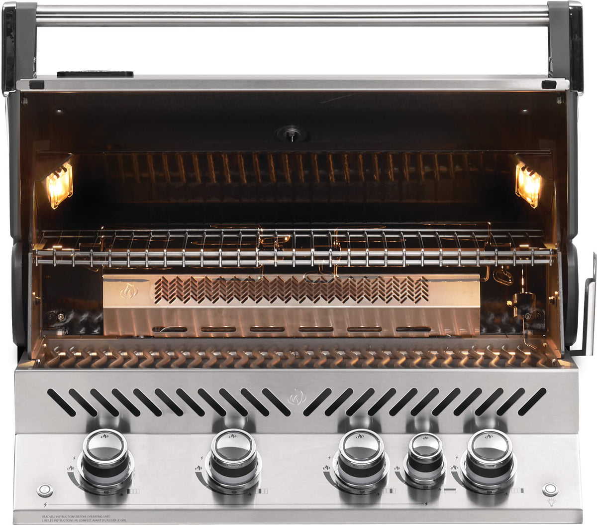 Innebygd gassgrill Prestige Pro 500 bakside med rotisseri