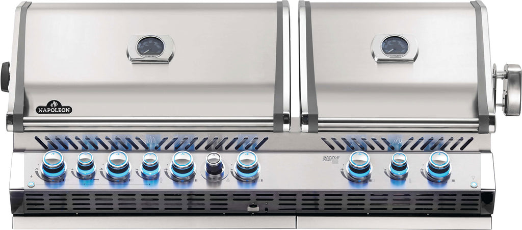Innebygd gassgrill Prestige Pro 825 rustfritt stål dreiespidd forfra