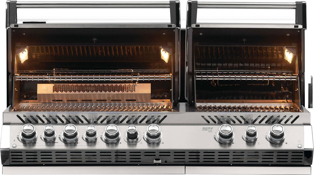 Innebygd gassgrill Prestige Pro 825 rustfritt stål dreiespidd bakside